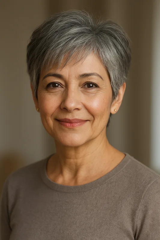 short haircuts for women over 50 grey