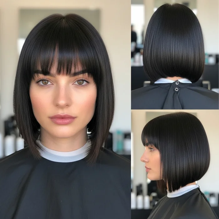 Angled Bob With Blunt Bangs
