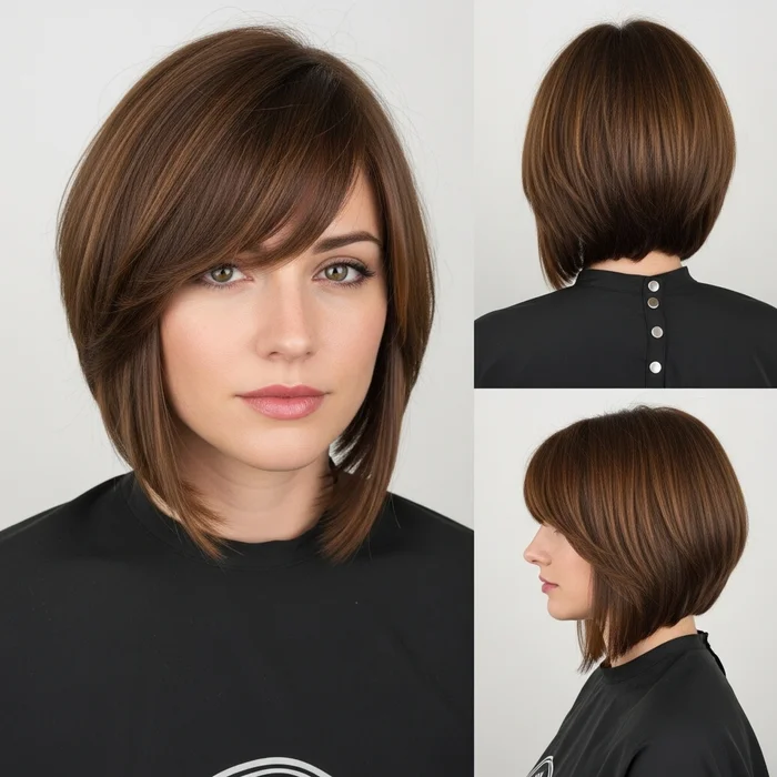 Angled Bob with Side-Swept Bangs