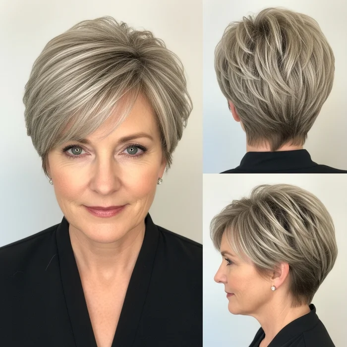 Ash Blonde Pixie With A Softly Tapered Back