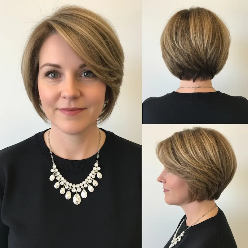 Short Tapered Bob With Soft Side Part