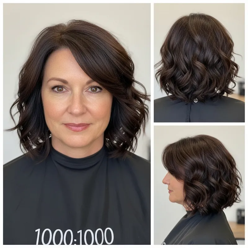 Shoulder-Length Brown Black Curls