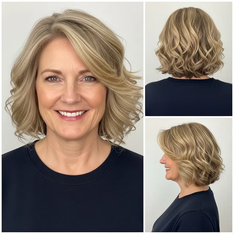 Shoulder-Length Highlighted Curls