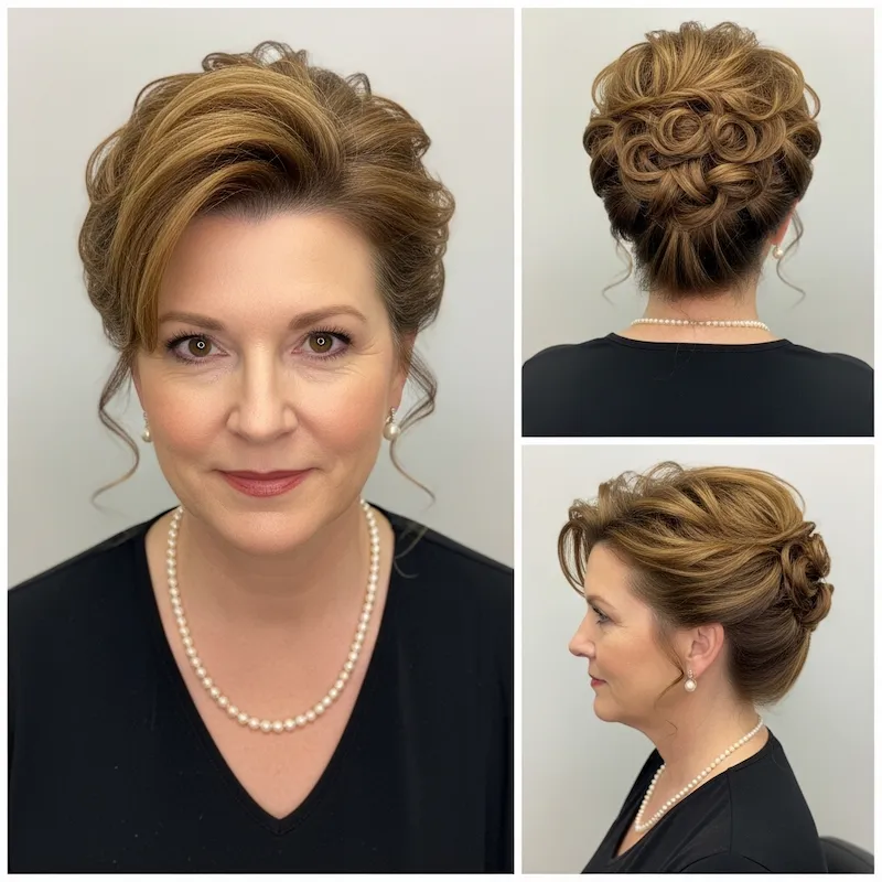 Elegant Half-Up Curly Coiffure