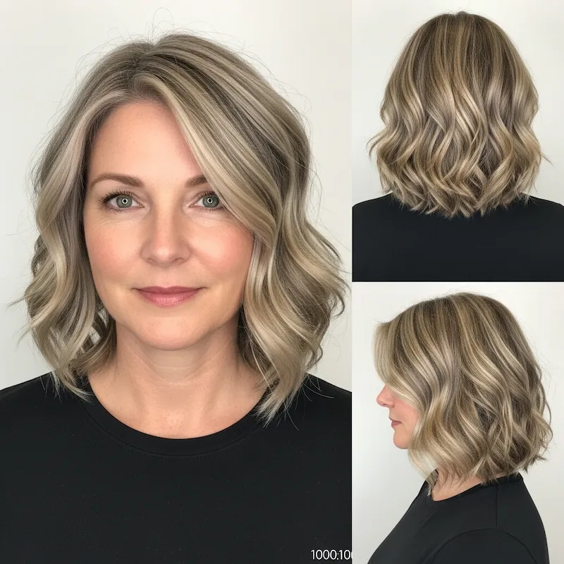 Wavy Lob With Blended Highlights