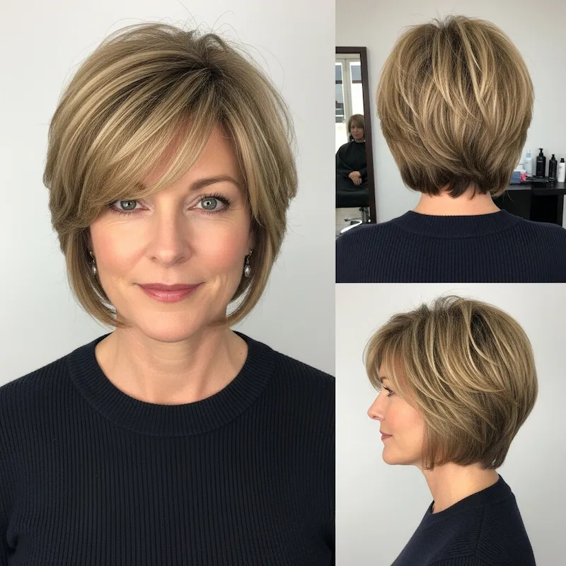 Layered Short Bob With Side Bangs