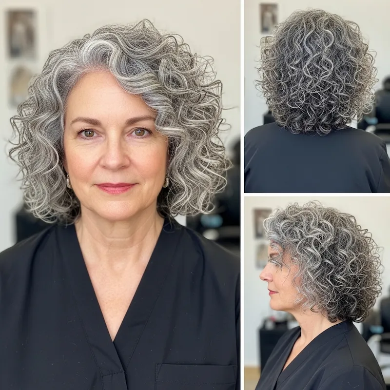 Voluminous Gray Curls