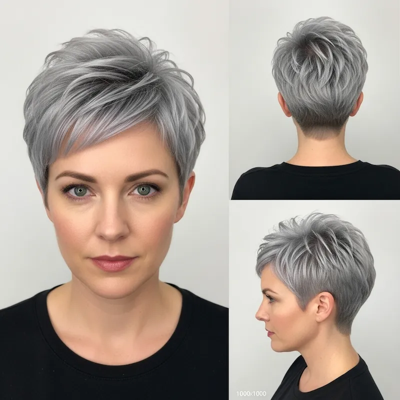 Spiky Silver Pixie With Tapered Sides