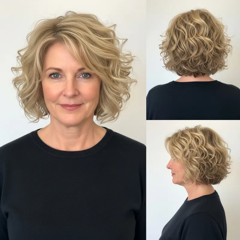 Curly Blonde Bob