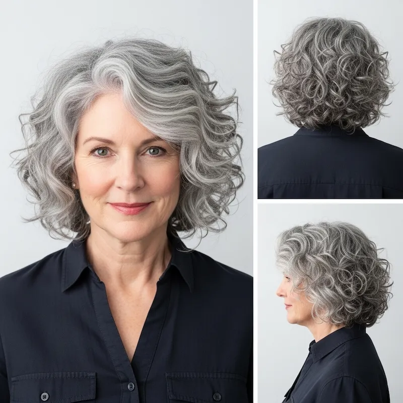 Voluminous Silver Curls