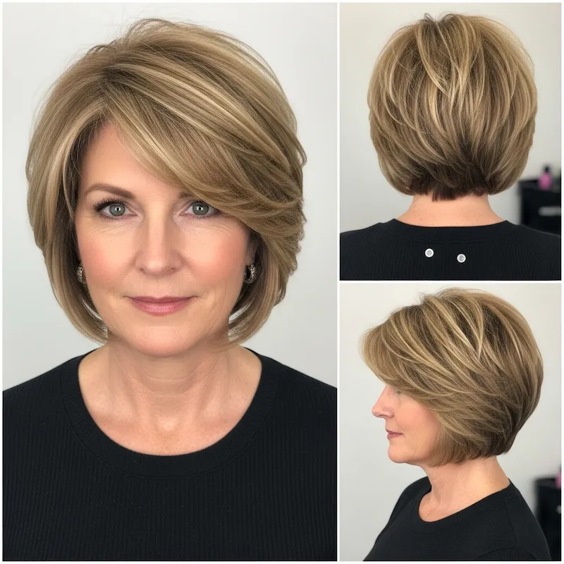 Short Layered Bob With Highlights