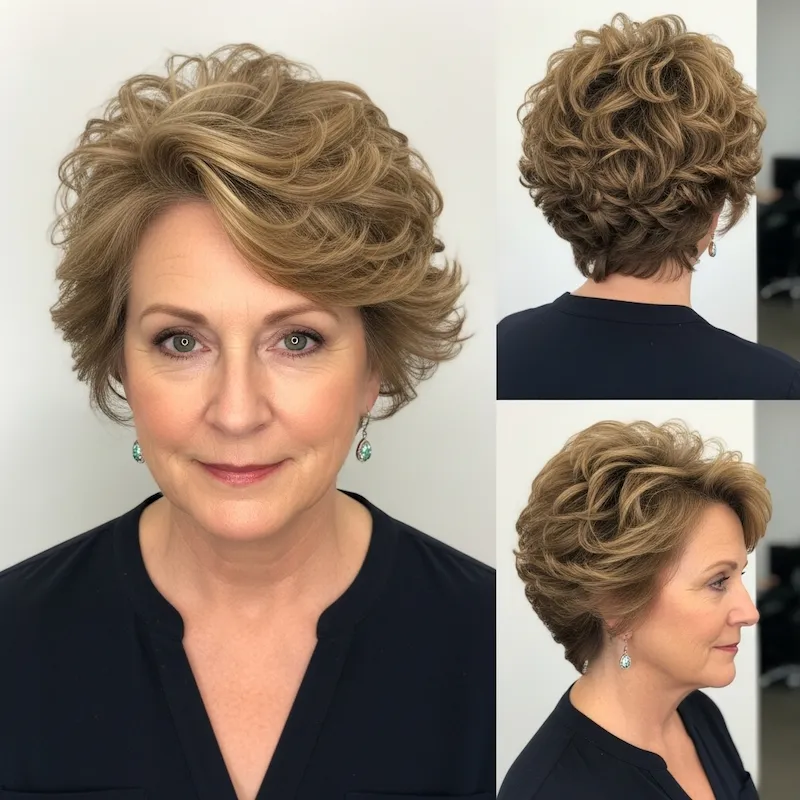Textured Curly Crop With Side Part