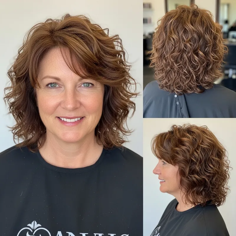Layered Curly Mid-Length Cut