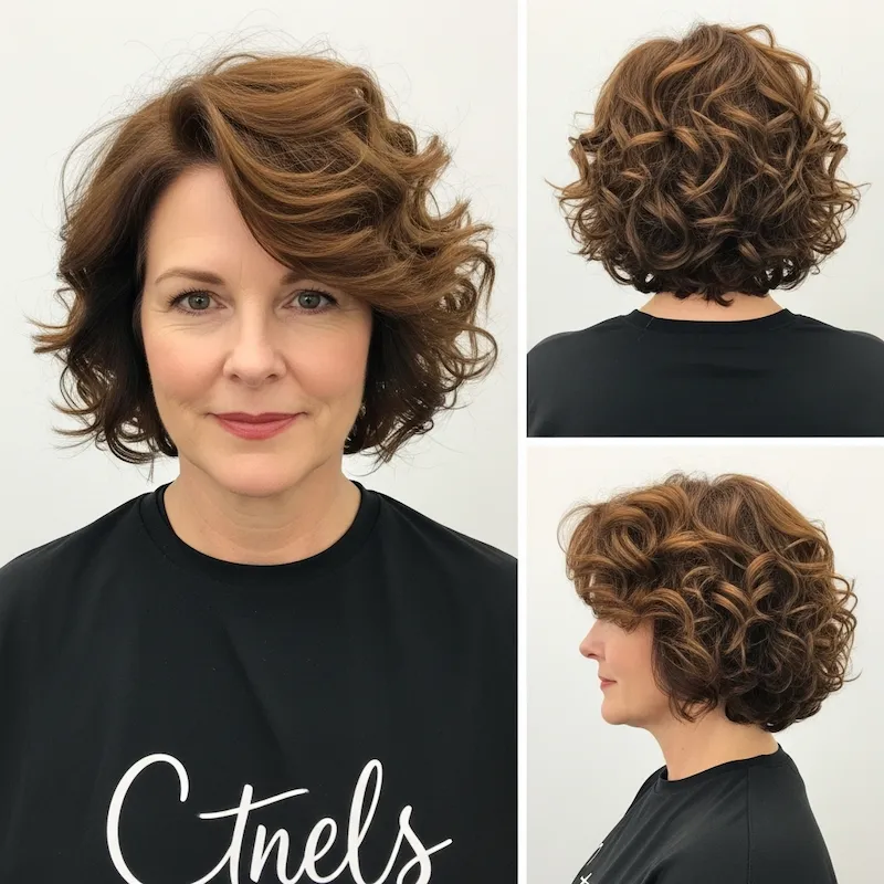 Curly Bob with Side Part