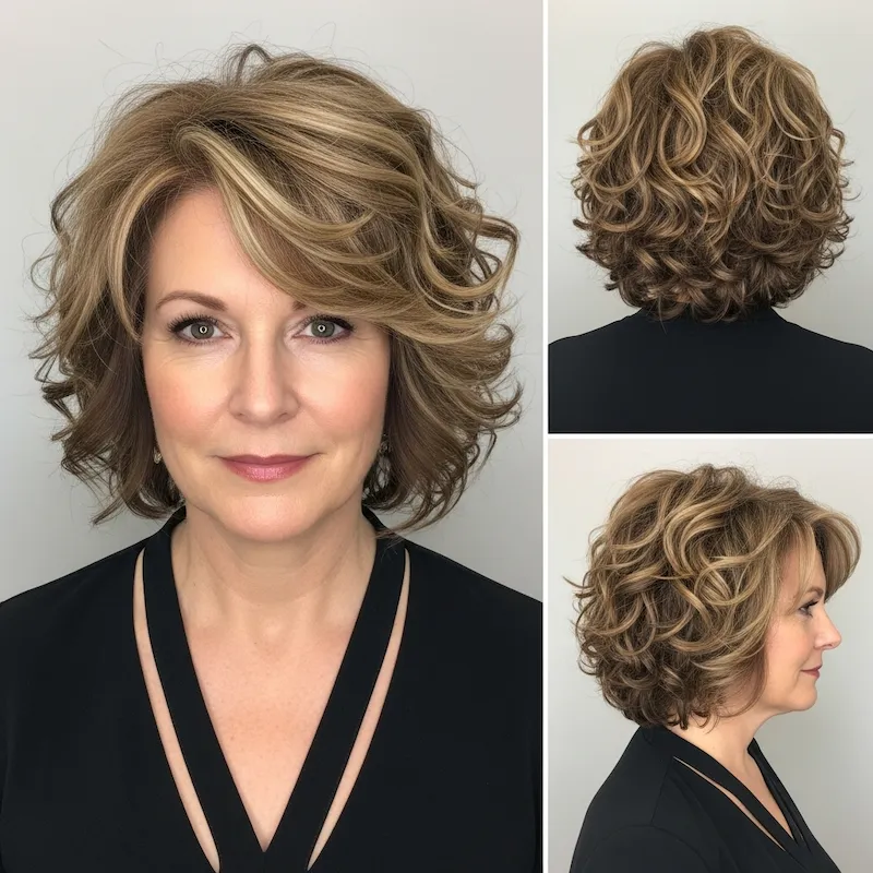 Curly Bob with Highlights