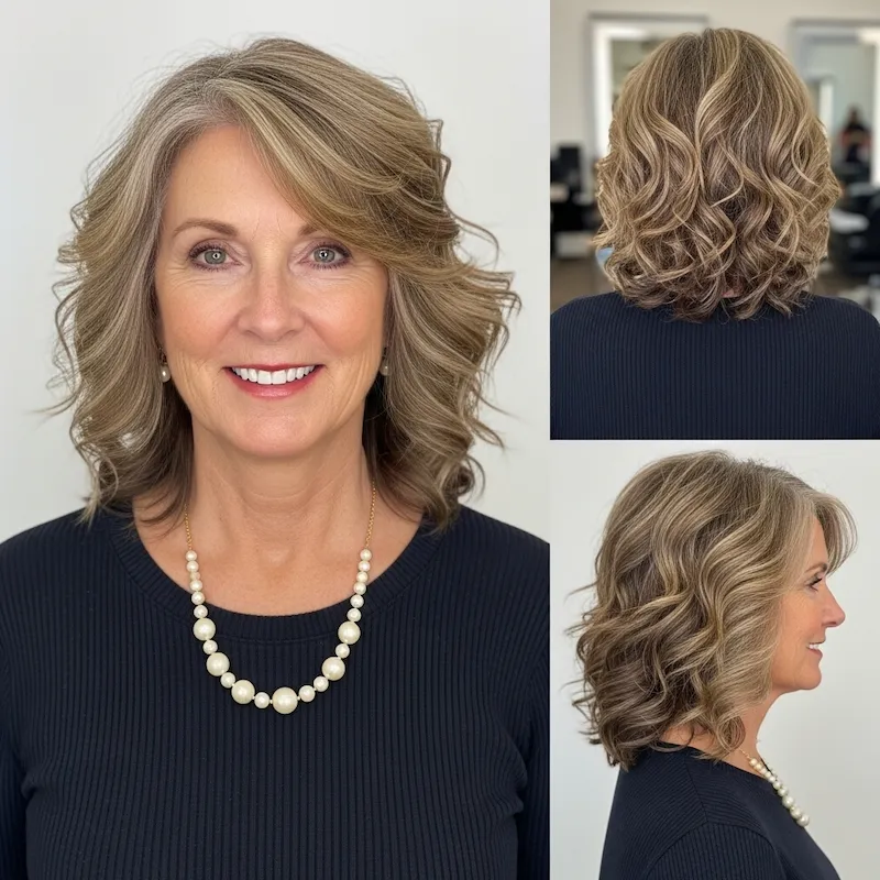 Hairstyles for women over 60 medium wavy curly