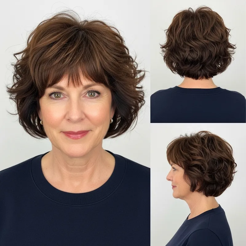 Short Curly Shag with Bangs