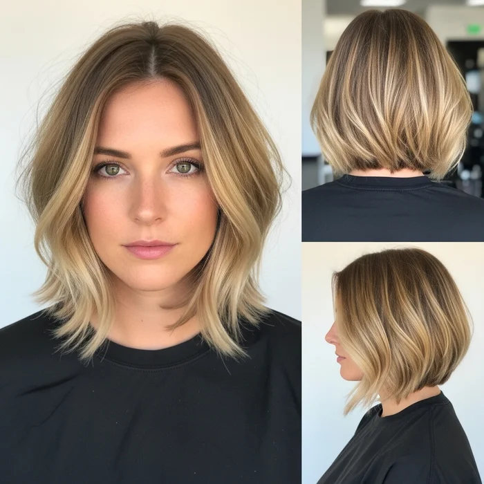 Beachy Blunt Bob With Tousled Balayage