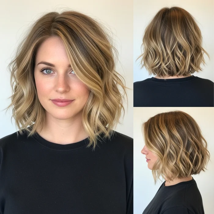 Beachy Layered Wavy Bob