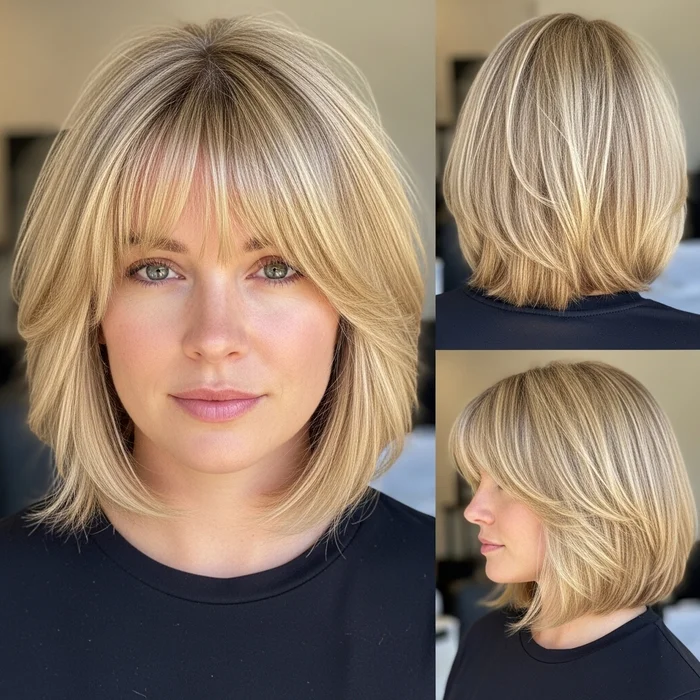 Blonde Wispy Bob with Bangs