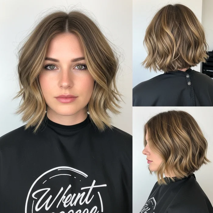 Blunt Wavy Angled Bob