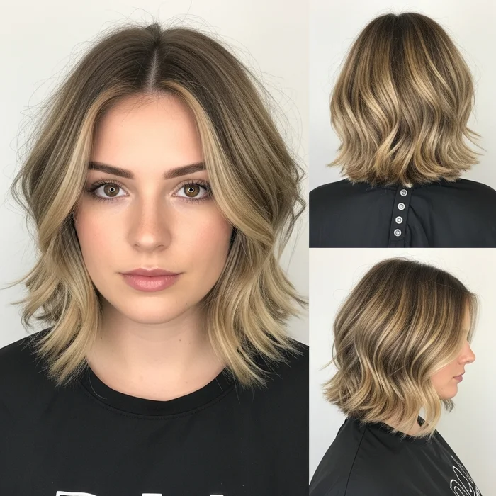Blunt Wavy Highlighted Bob