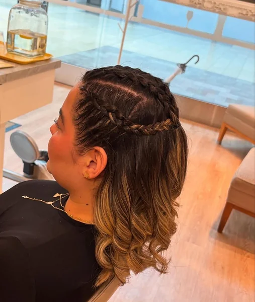 Braided Crown with Soft Curled Ends
