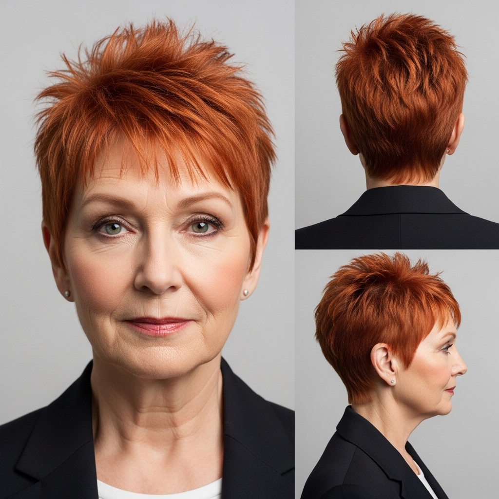 Bright Orange Red Micro Pixie With Spiky Top