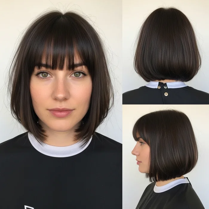 Chin-Length Bob With Blunt Bangs