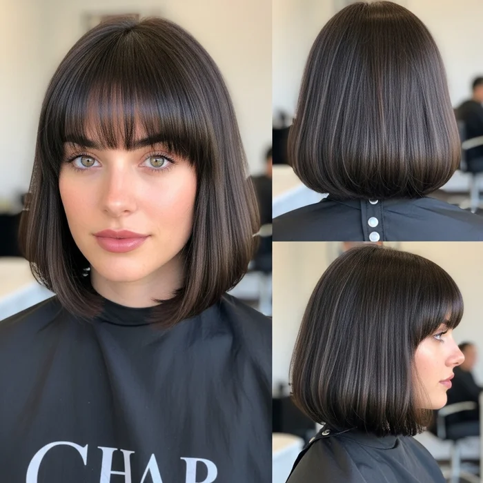 Chin-Length Bob with Blunt Bangs