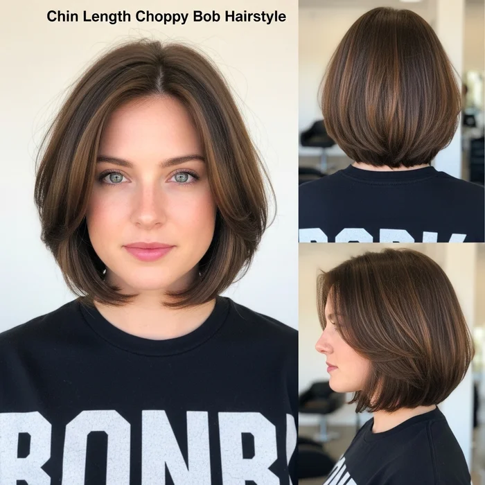 Chin-Length Choppy Bob Hairstyle