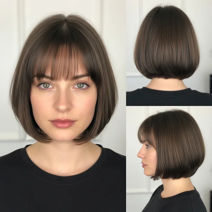 Chin-Length Rounded Bob with Piecey Bangs
