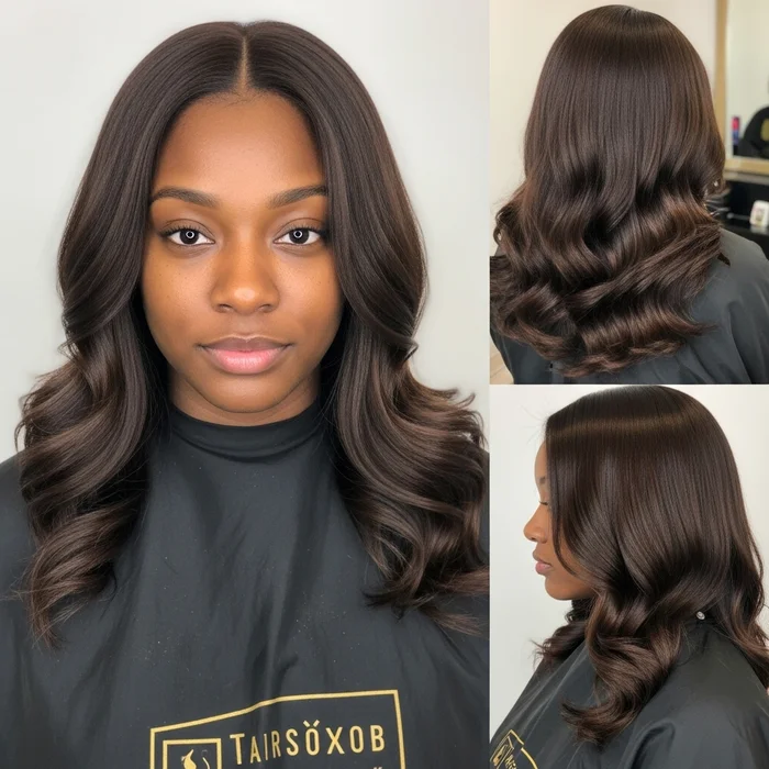 Chocolate Brown Wavy Long Bob Hairstyles