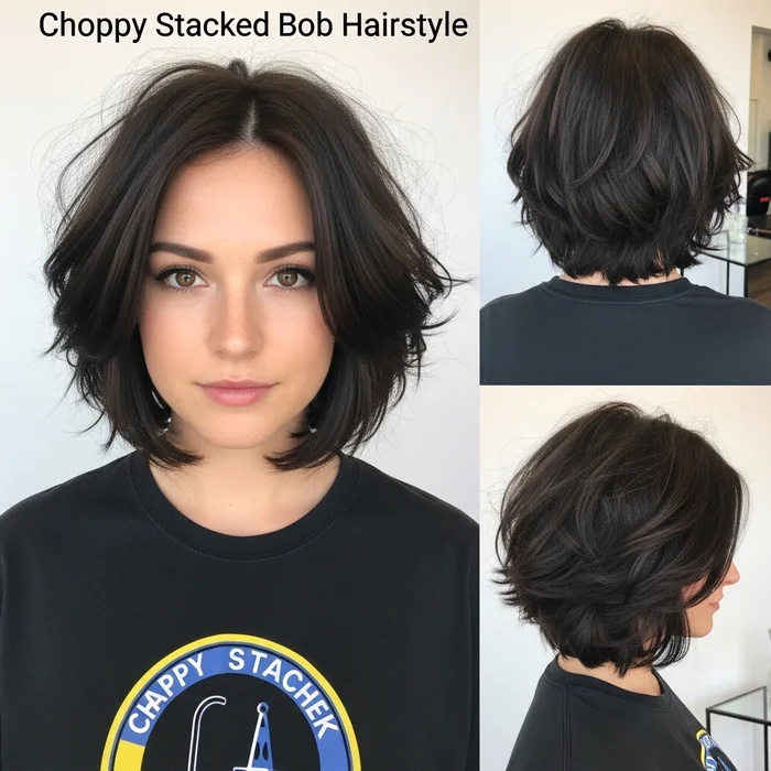 Choppy Stacked Bob Hairstyle