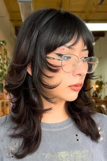 Choppy Wolf Cut with Flipped Ends and Bangs