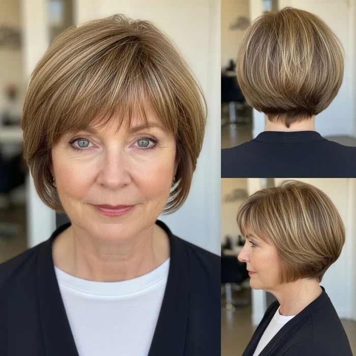 Cropped Rounded Bob With Bangs