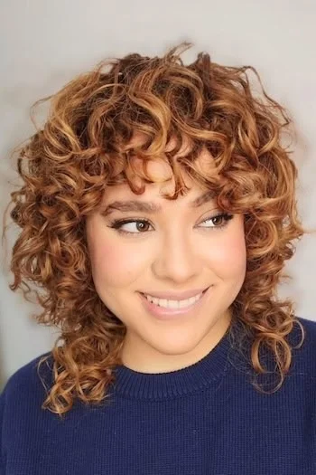 Curly Copper Shag with Rounded Fringe