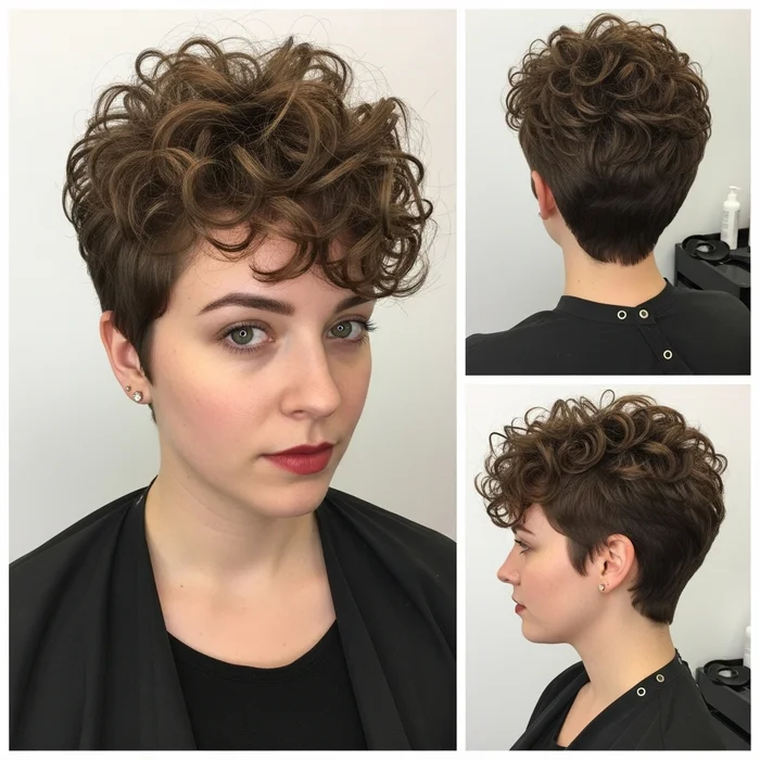 Curly Pixie Cut With Voluminous Top