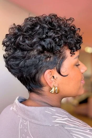 Curly Tapered Pixie with Defined Texture