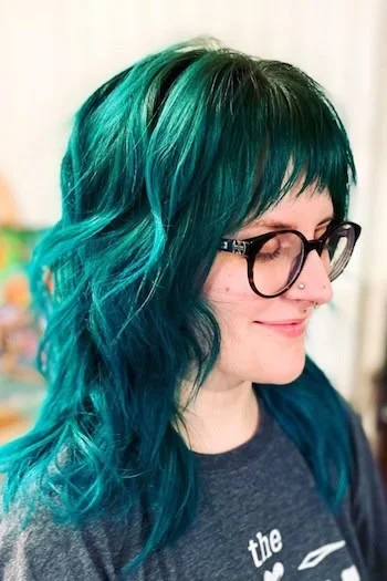 Dark Layered Shag with Feathered Bangs