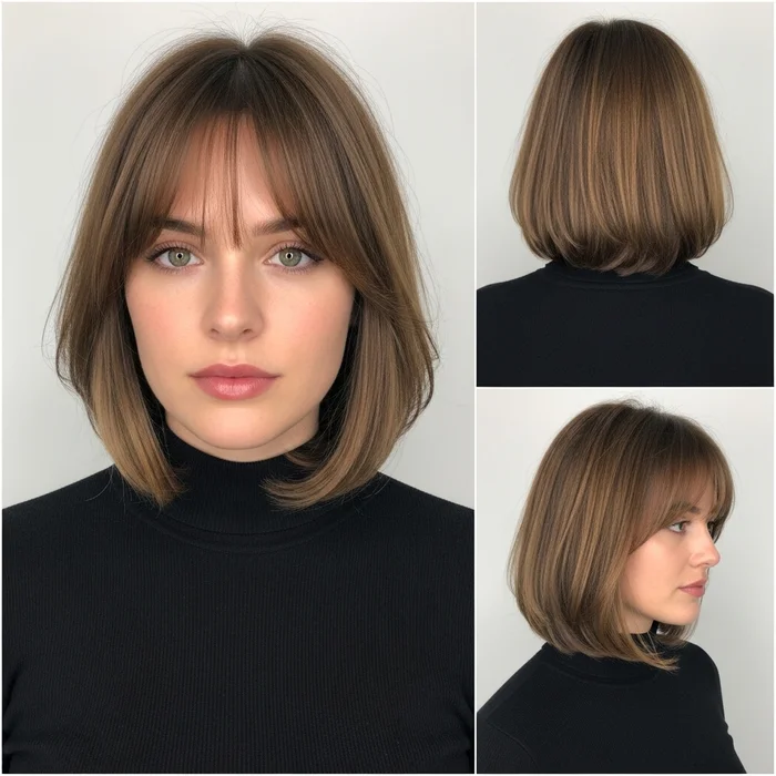 Face-Framing Rounded Bob With Bangs
