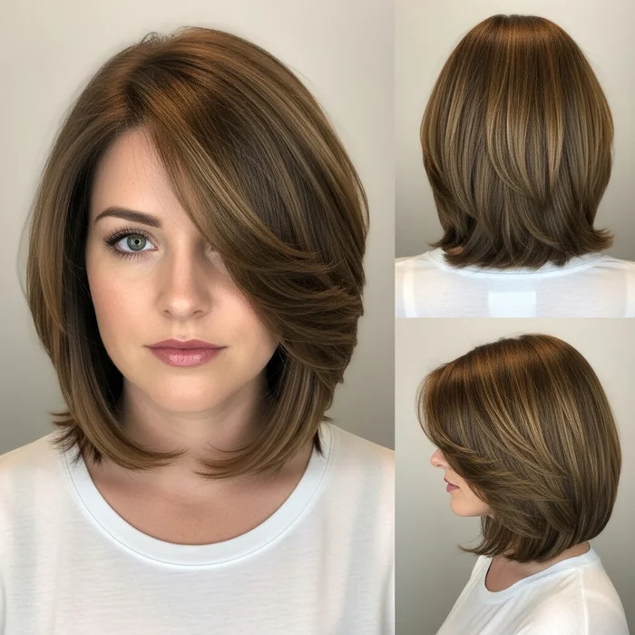 Feathered Bob for Thick Hair