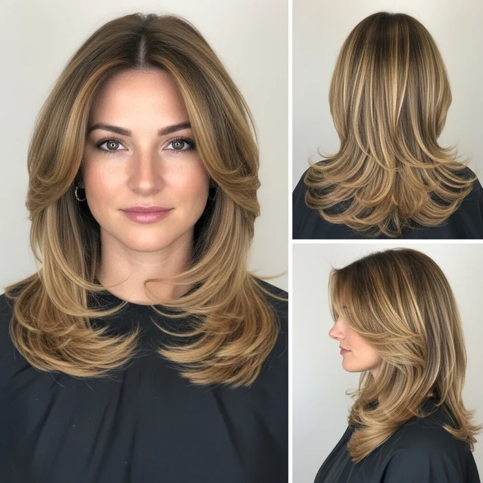 Feathered Long Bob with Highlights