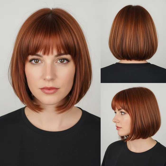 French Bob With Copper Bangs