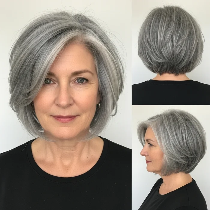 Gray Choppy Bob