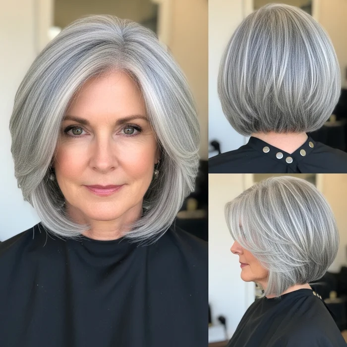 Gray Inverted Bob