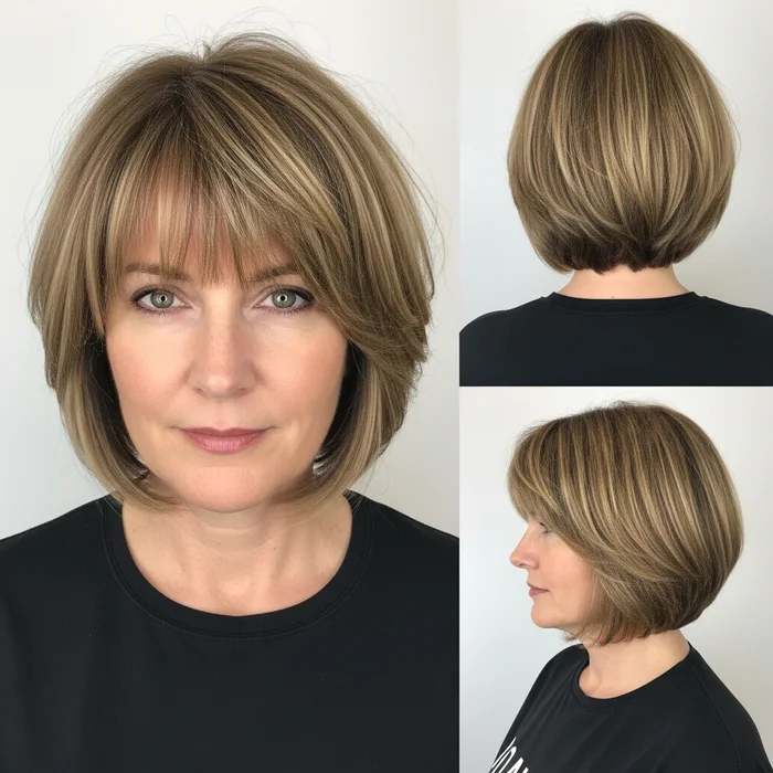Highlighted Choppy Bob With Bangs
