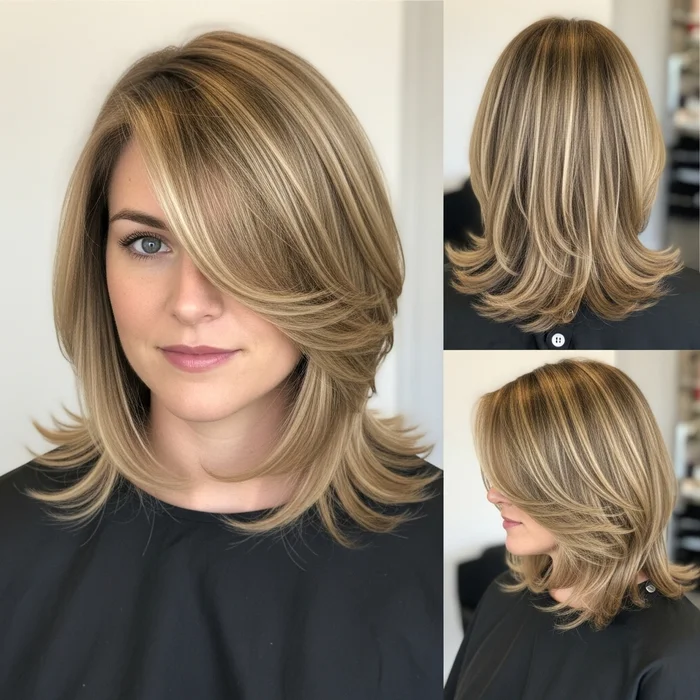 Highlighted Feathered Long Bob