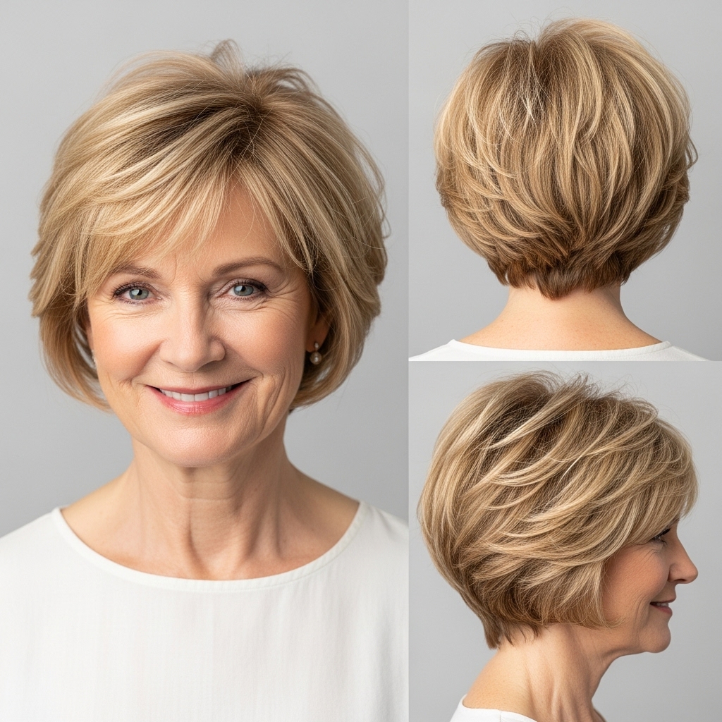 Honey Blonde Voluminous Layered Pixie