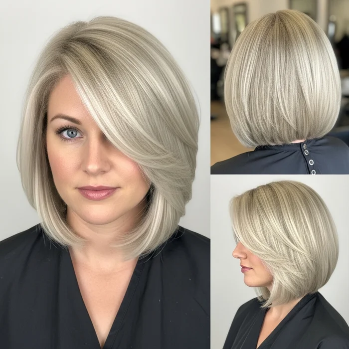 Icy Blonde Inverted Bob With Soft Layers